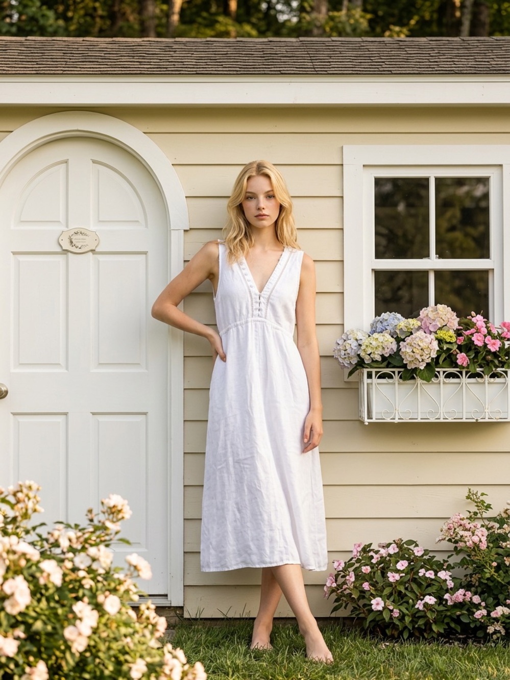 Chicwish White V-Neck Maxi Dress